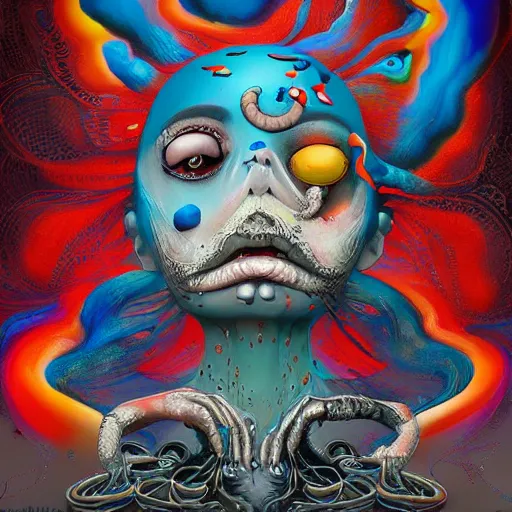 Image similar to Beautiful meta soul by Alex Pardee and Nekro and Petros Afshar, unstirred paint, vivid color, cgsociety 4K