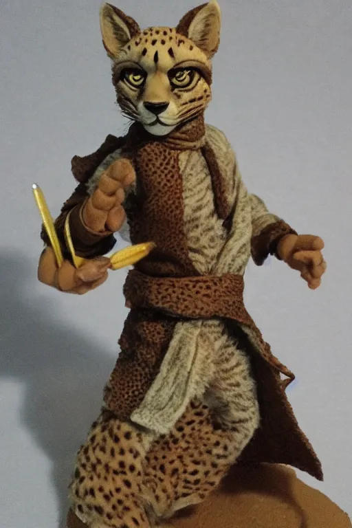 Prompt: Humanoid Cheetah, Animal face, D&D, Tabaxi Monk, Solo 3/4 Portait, Simple Robes, fantasy setting