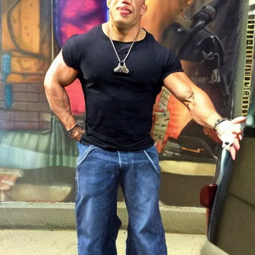 Prompt: a fusion of goofy and vin diesel