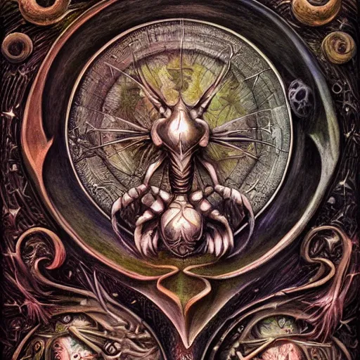 Image similar to detailed and sharp scorpio artistic zodiac artwork, mystic style, detailed, 8 k, detailed, symmetrical, by brian froud