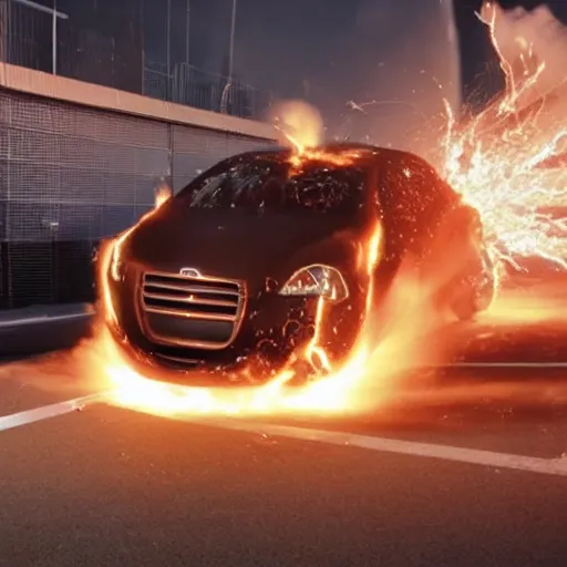 Image similar to photograph of a car right as it explodes, 1,000,000fps camera, 4k