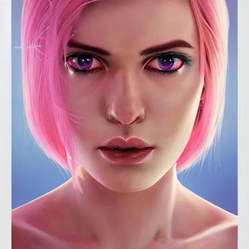 Prompt: half - voidcore symmetrical woman with cute - fine - face, pretty face, white and pink hair, realistic shaded perfect face, extremely fine details, by realistic shaded lighting, dynamic background, poster by ilya kuvshinov katsuhiro otomo, magali villeneuve, artgerm, jeremy lipkin and michael garmash and rob rey, pascal blanche, riot games