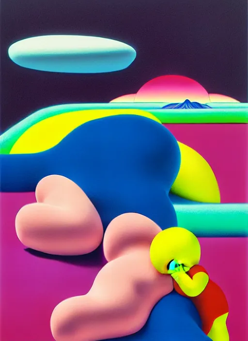 Prompt: person sleeping by shusei nagaoka, kaws, david rudnick, airbrush on canvas, pastell colours, cell shaded, 8 k