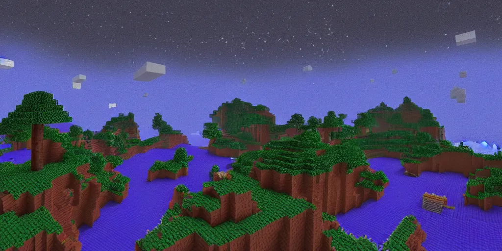 Image similar to voxel art of a minecraft enderman hyper realistic background. dark sky. bright stars. clouds. 8k