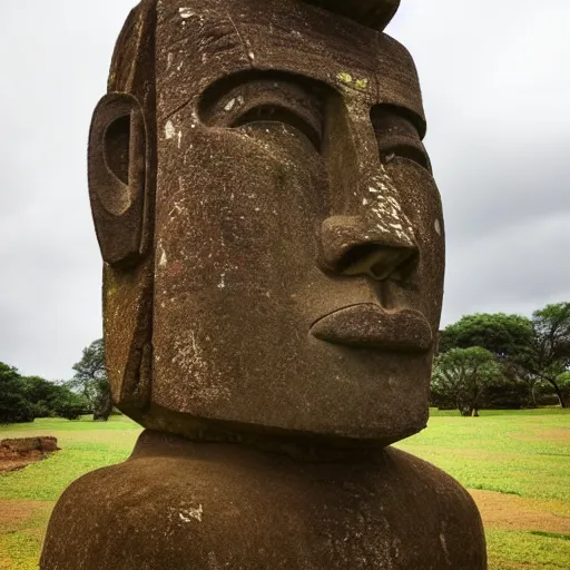 Prompt: a moai statue with the face of benjamin netanyahu
