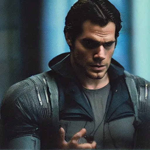 Image similar to Polaroid image of Henry Cavill in cyberpunk