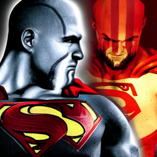 Image similar to kratos vs superman