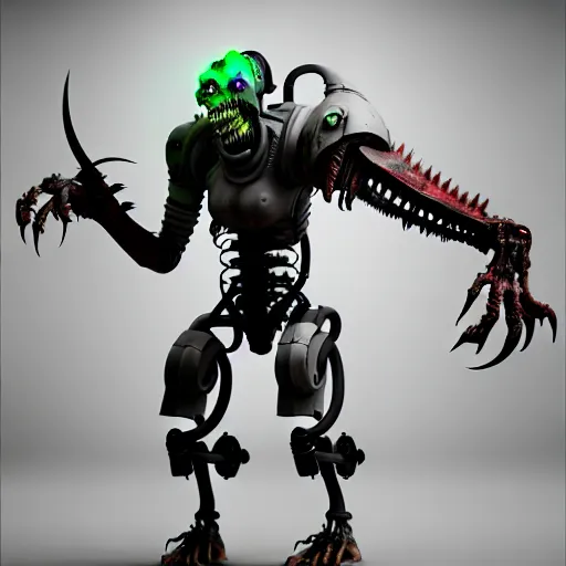 Prompt: full body of a cyborg zombie dragonborn, photorealistic 3 d octane render, unreal engine, ultra detailed