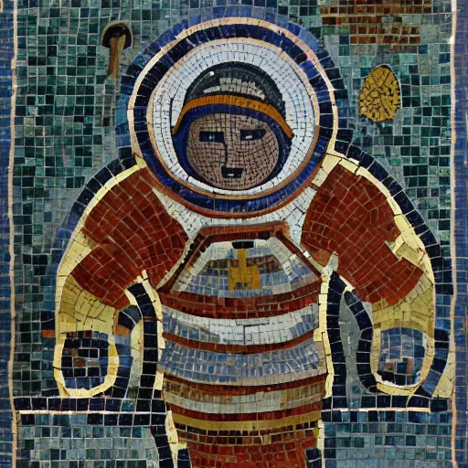 Prompt: Roman mosaic of an astronaut