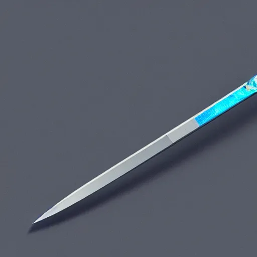 Image similar to arabian saber, object, aerial view, blue edge, curved blade, obsidian metal, artstation, intricate