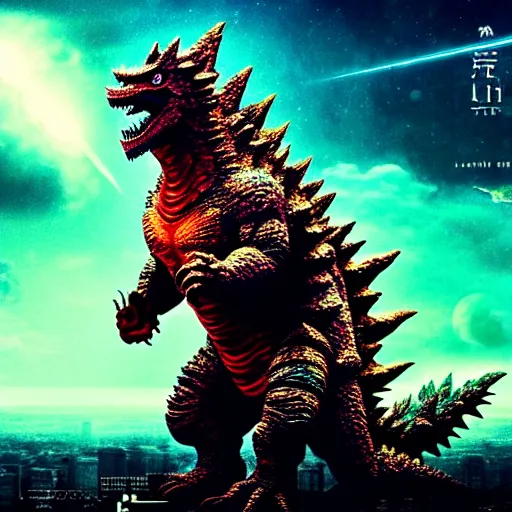 Prompt: a kaiju bigger than a universe, detailed, high contrast, colorful, cinematic, godzilla, shin godzilla, ultraman, monster, beast, beautiful, galaxy, andromeda, milky way, james webb telescope, stars