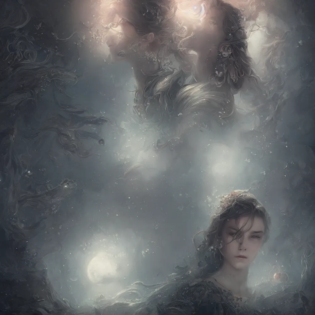 Image similar to a beautiful digital painting of a princess, princess, the moon behind her, intricate, cinematic lighting, highly detailed, digital painting, concept art, smooth, sharp focus, illustration, art by tom bagshaw, artgerm and greg rutkowski