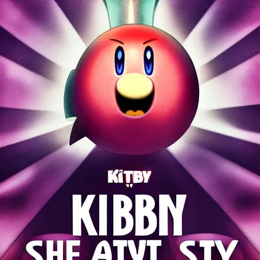 Image similar to kirby in the style of a polish movie poster