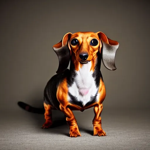 Prompt: a dachshund - cat - hybrid, animal photography