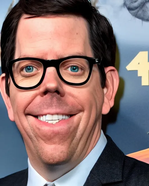 Image similar to ed helms with a suit as a muppet. highly detailed felt. hyper real photo. 4 k.