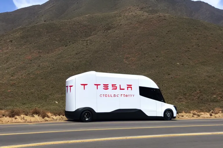 Prompt: Tesla cyber truck on the California pch