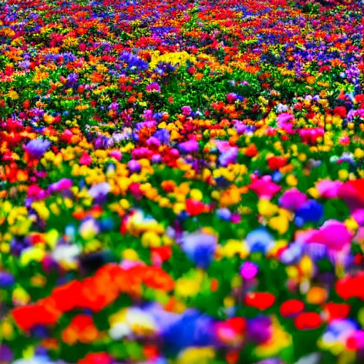 Image similar to Millions of colorful flowers blossoming, climax, overwhelming, brilliant, cinematic, epic, 8k, sharp focus