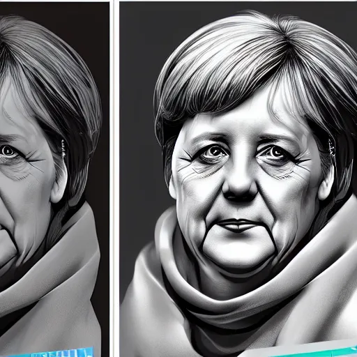 Image similar to concept art of angela merkel, vector art, by grzegorz domaradzki, brush hard, highly detailed, artstation, high quality