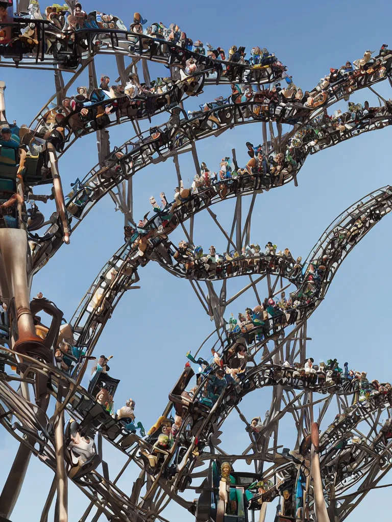 Prompt: closeup faces on a roller coaster by disney concept artists, blunt borders, rule of thirds