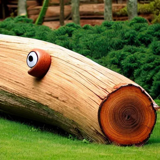 Image similar to anthropomorphic wooden log sleeping snoozing, pixar style