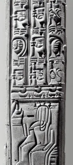 Prompt: ornate sumerian tablet, black and white, very ancient design