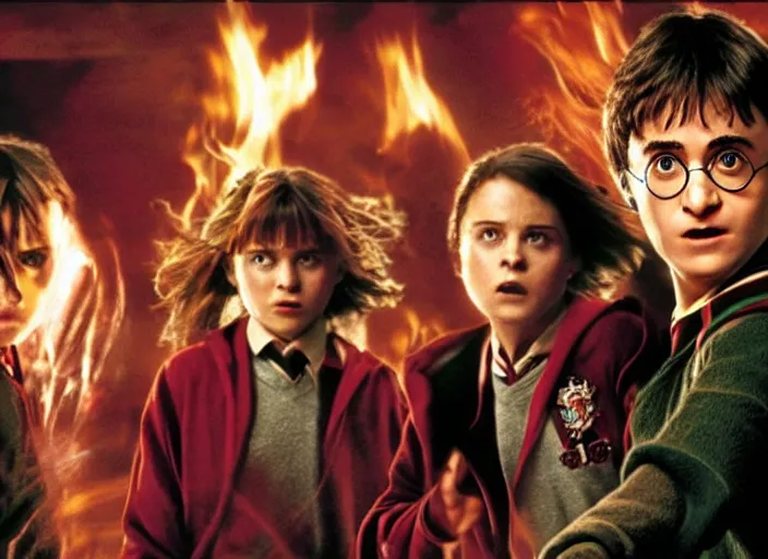 Image similar to a kodachrome film still of harry potter and the goblet of fire