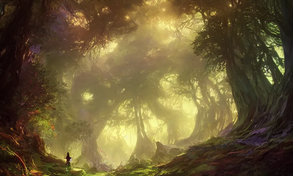 among trees, digital art, concept art, magic fantasy, | Stable ...