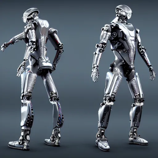 Prompt: futuristic cyborg made of graphene, metallic surface, futuristic, 8 k, dramatic light, unreal engine