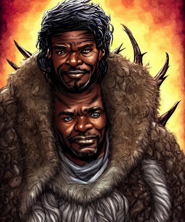 Image similar to a ( fantasy comic ) ( cover art ) portrait of ( the thing keith david ) in ( game of thrones ), digital illustration by ken taylor and sana takeda and kentaro miura, fine inking lines, vivid colors, dnd, photorealistic, hd, 4 k, trending on artstation