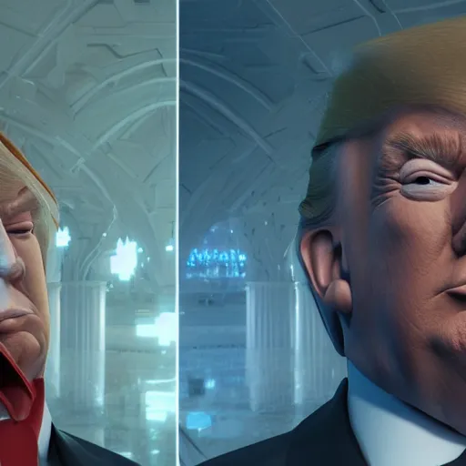 Image similar to portrait of trump, 8 k uhd, unreal engine, octane render in the artstyle of finnian macmanus, john park and greg rutkowski