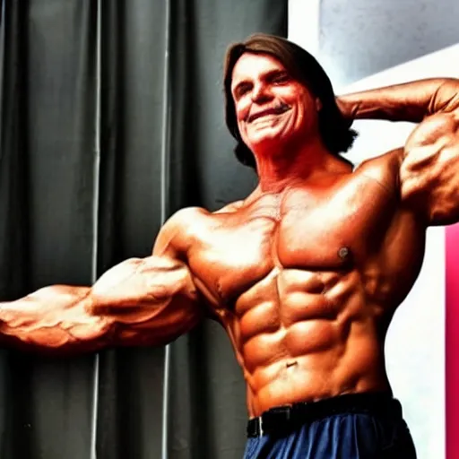 Image similar to bodybuilder bolsonaro posing