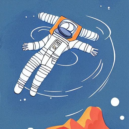 Image similar to Yan Wei illustration of an astronaut drifting in space staring at the earth