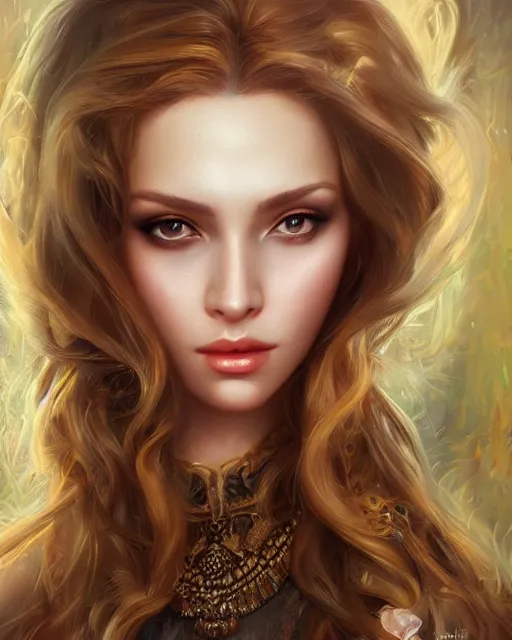 Image similar to a beautiful female, 8 k, hyperrealistic, hyperdetailed, fantasy portrait by laura sava