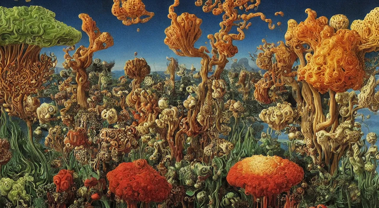 Prompt: a single colorful! ( lovecraftian ) fungus white! clear empty sky, a high contrast!! ultradetailed photorealistic painting by jan van eyck, audubon, rene magritte, agnes pelton, max ernst, walton ford, andreas achenbach, ernst haeckel, hard lighting, masterpiece