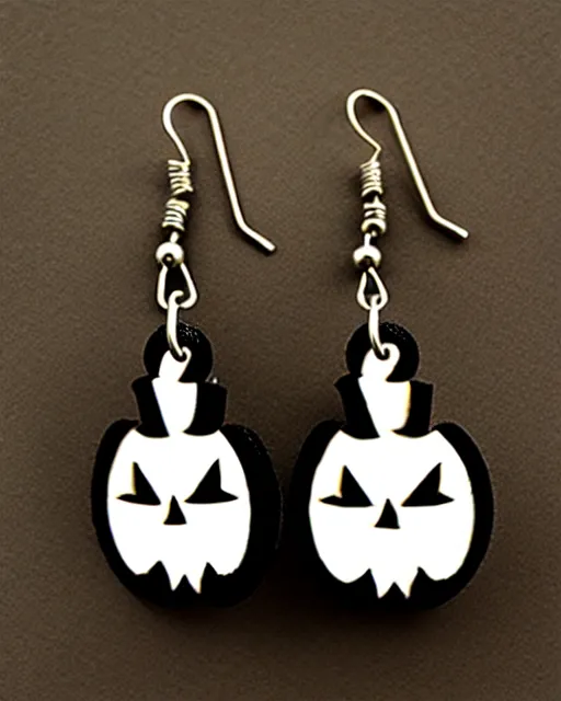 Image similar to spooky jack'o'lantern, 2 d lasercut earrings,