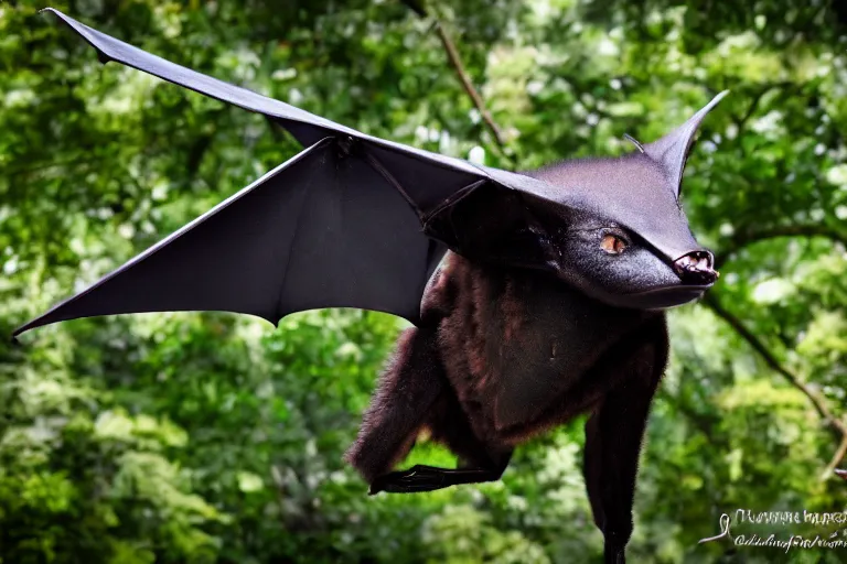 Image similar to Megabat, Fruit bat, Nature photography, airborne, mid-flight, professional photo, 8k