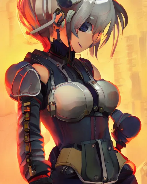 Image similar to full body image of anime girl in mechanic armor in night tokyo by makoto sinkai, perfect face and body, fine details and face