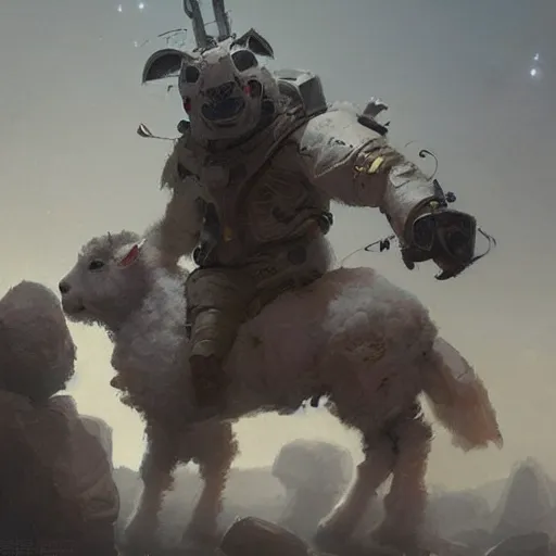 Prompt: 👨‍🚀🐏, digital Art, Greg rutkowski, Trending artstation,cinematographic