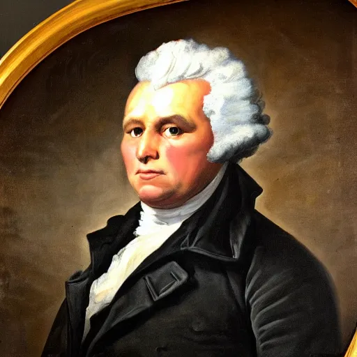 Prompt: big thick muscular black man painting, gilbert stuart style