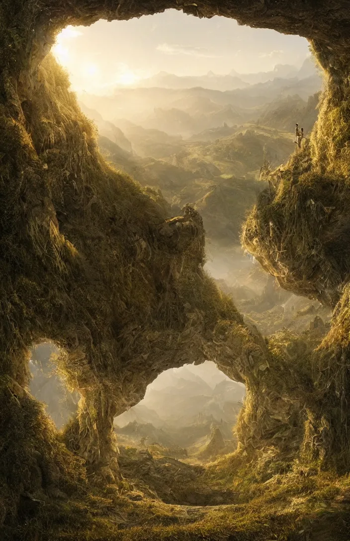 Image similar to a highly detailed light portal within a swiss landscape, detailed, hyperreal phantastic, intricate details in environment, luminance, golden ratio, high aestehtic, cinematic light dramatic light, godrays, distance, photobash, wideangle, terrence malick, hyperreal 4 k