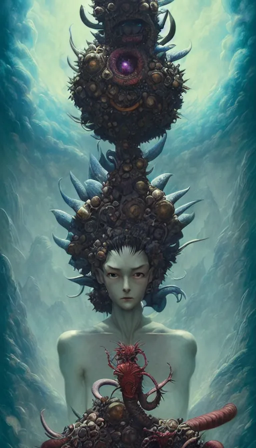 Image similar to exquisite imaginative imposing weird creature movie poster art humanoid anime movie art by : : james jean weta studio tom bagshaw frank frazetta studio ghibli