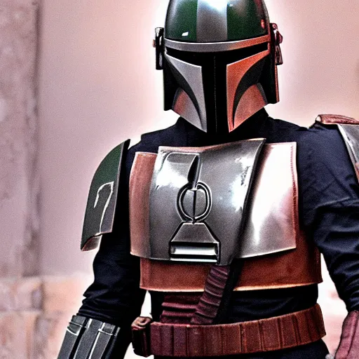 Image similar to Levi Ackerman wearing a Mandalorian chest plate