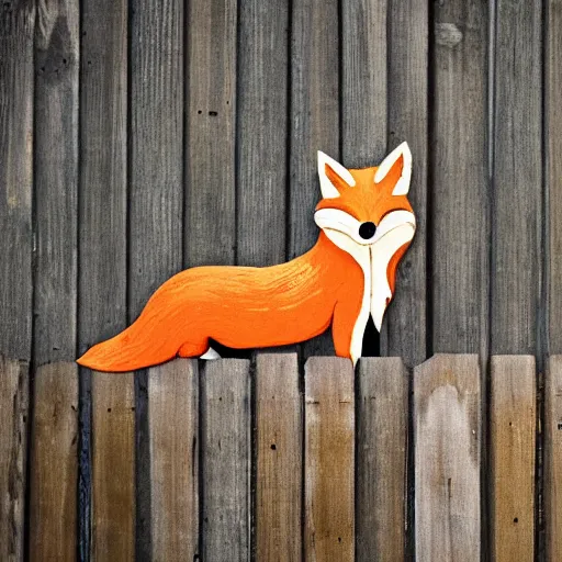 Image similar to one fox sitting ontop a wooden fence at night