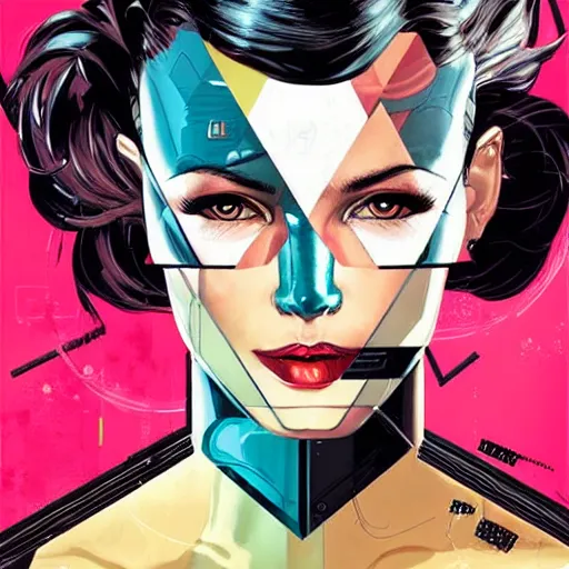 Image similar to portrait of a female android, by MARVEL comics and Sandra Chevrier