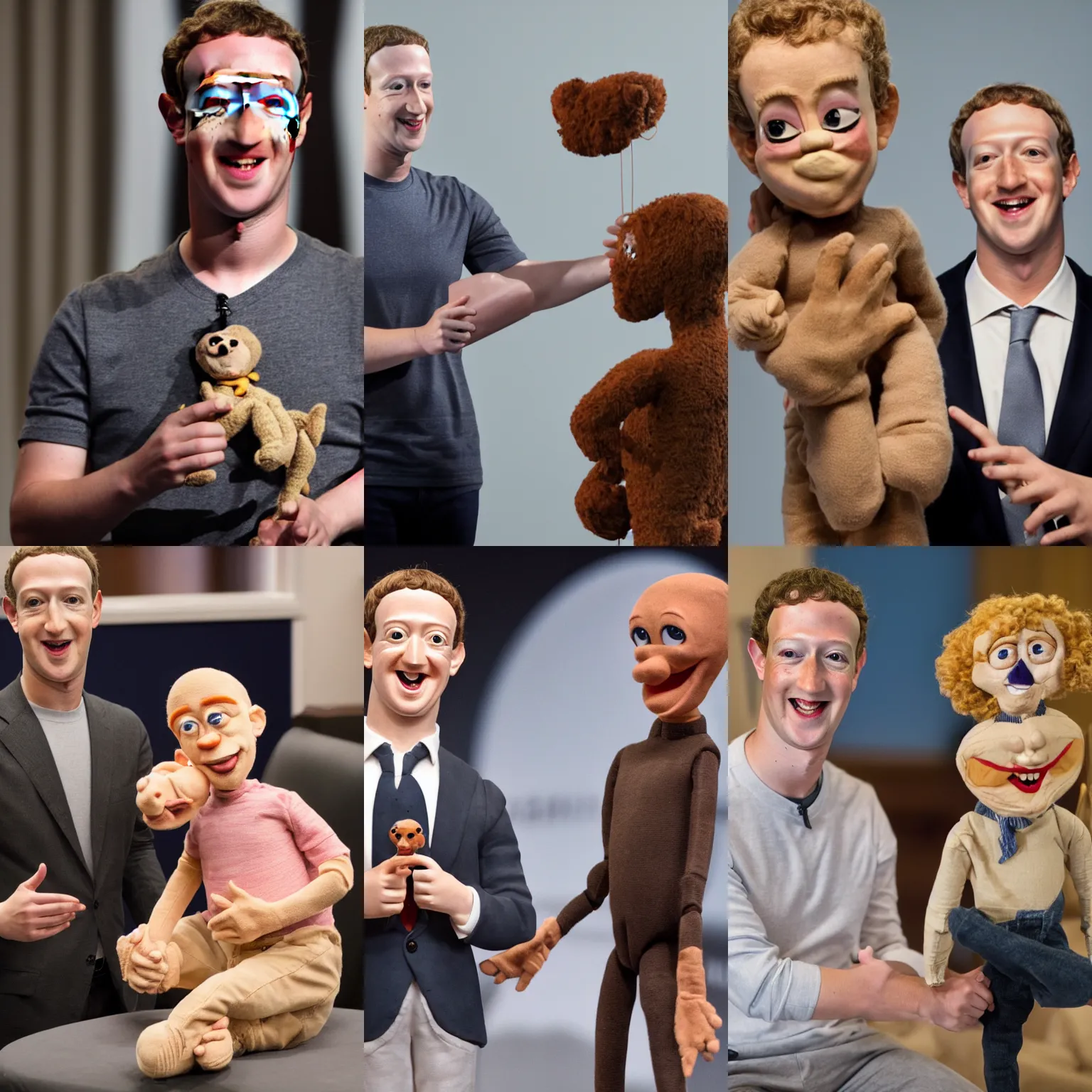 Prompt: photo of Mark Zuckerberg as a ventriloquist dummy, 4k, high quality, very detailed,