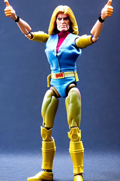 Image similar to 1 9 8 6 kenner female action figure, 5 points of articulation, perfect human female proportions, sci fi, 8 k resolution, high detail, front view, t - pose, space, star, he - man, gi joe, he man, warhammer 4 0 0 0