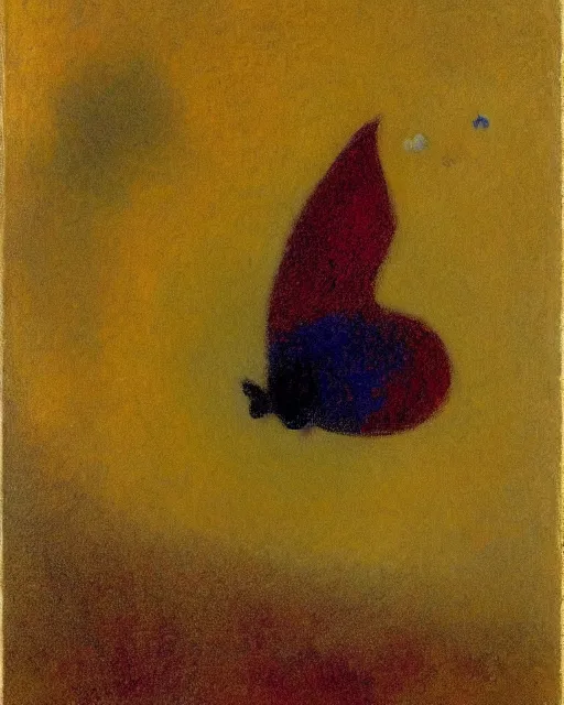 Prompt: calibri bird flies over the abyss Odilon Redon. Butterflies, around 1910