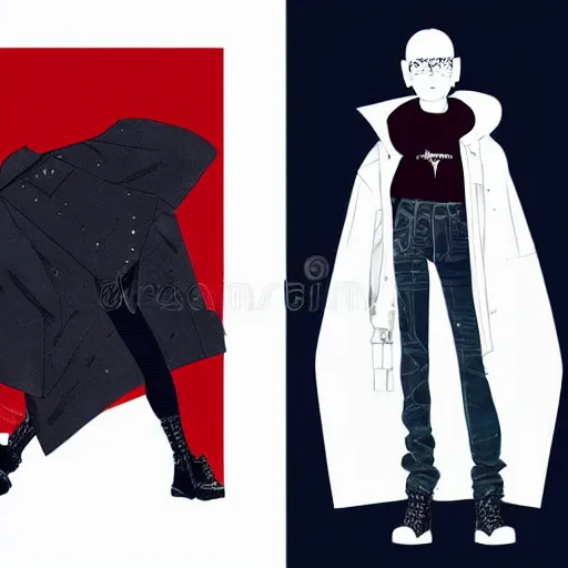 Image similar to balenciaga vetements fashion influencer character minimalistic illustration akira anime style