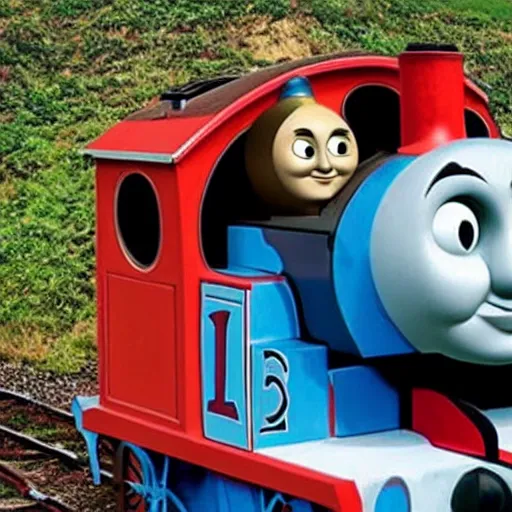 Image similar to thomas the tank engine as the face of god