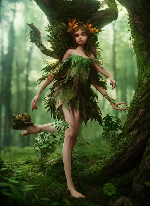 Image similar to cute forest fairy ultra realistic, concept art, intricate details, highly detailed, photorealistic, octane render, 8 k, unreal engine,